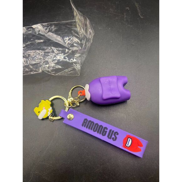 Among Us Purple Silicone Key Ring w/ Cute Cartoon Motif Character Game Accessory - Picture 2 of 3